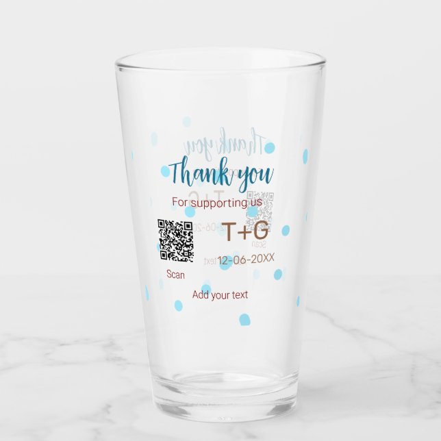 Honeymoon fund Add Q R code couple name wedding Glass (Front)