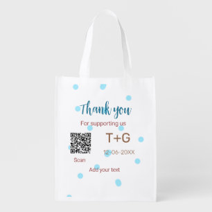 Honeymoon fund Add Q R code couple name wedding Grocery Bag