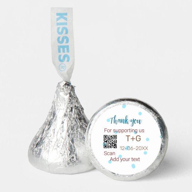 Honeymoon fund Add Q R code couple name wedding Hershey®'s Kisses® (Front)