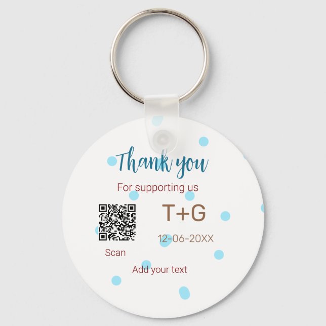 Honeymoon fund Add Q R code couple name wedding Keychain (Front)