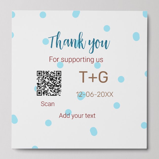 Honeymoon fund Add Q R code couple name wedding Peel And Stick Photo Tile (Front Set)