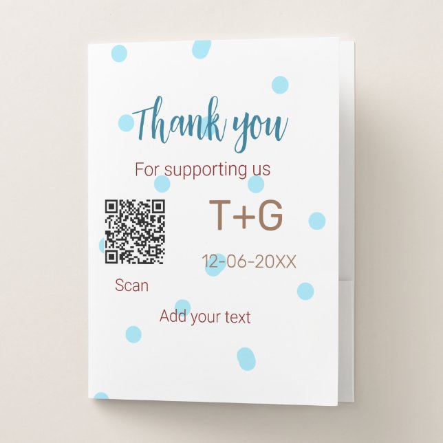 Honeymoon fund Add Q R code couple name wedding Pocket Folder (Front)
