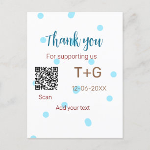 Honeymoon fund Add Q R code couple name wedding Postcard