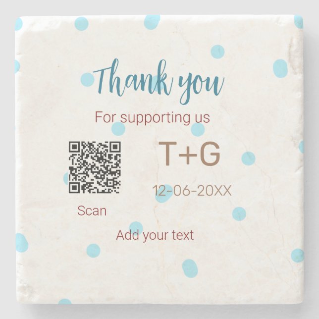 Honeymoon fund Add Q R code couple name wedding Stone Coaster (Front)