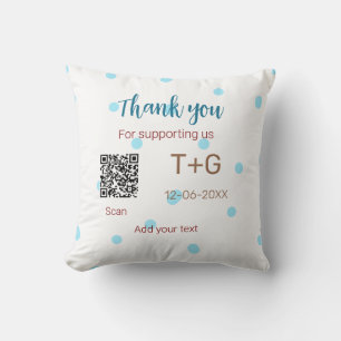 Honeymoon fund Add Q R code couple name wedding Throw Pillow