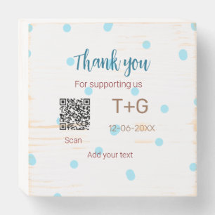 Honeymoon fund Add Q R code couple name wedding Wooden Box Sign