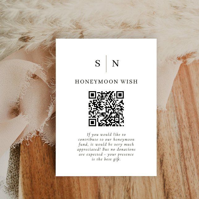 Honeymoon Fund | Black and White QR Code Registry Enclosure Card (Creator Uploaded)