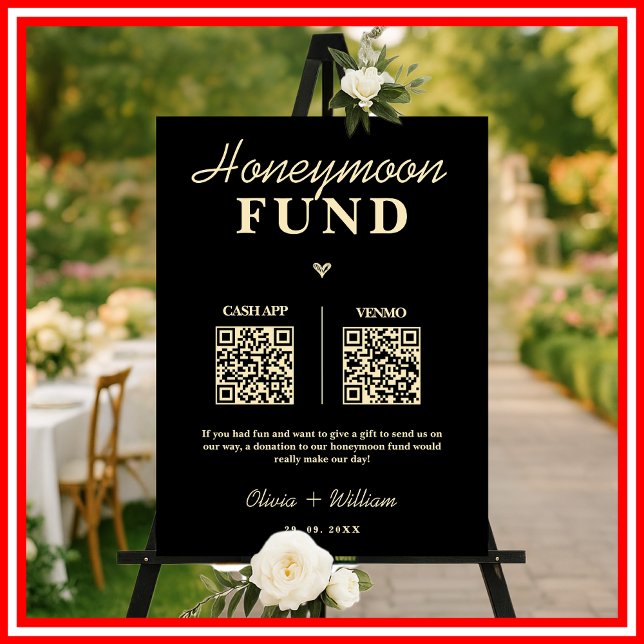 Honeymoon Fund Black Butter Yellow Wedding Sign QR (Creator Uploaded)