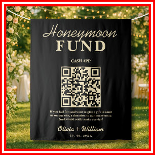Honeymoon Fund Black QR Butter Yellow Backdrop