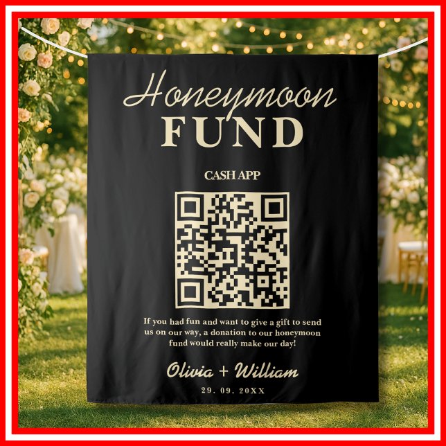 Honeymoon Fund Black QR Butter Yellow Backdrop (Creator Uploaded)
