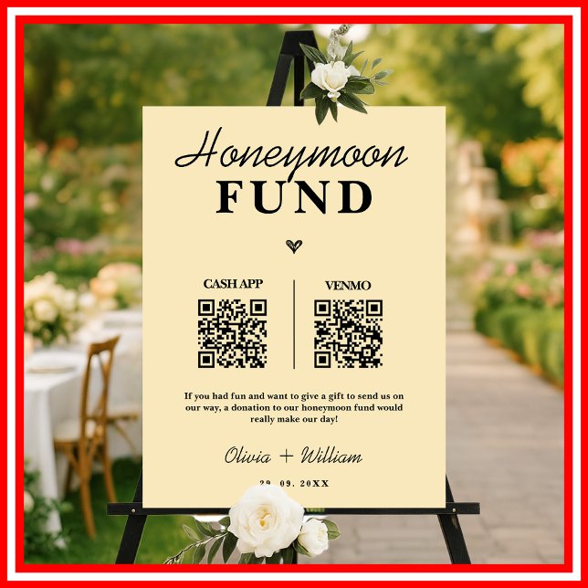 Honeymoon Fund Butter Yellow Wedding Sign QR Code (Creator Uploaded)