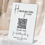 Honeymoon Fund Cash Gift Calligraphy Wedding Pedestal Sign<br><div class="desc">Honeymoon Fund ! Simple yet elegant calligraphy, this wedding honeymoon fund sign features Honeymoon in elegant calligraphy, your personalized QR code for a cash app or Venmo. Customize this elegant wedding sign with your names and date! COPYRIGHT © 2020 Judy Burrows, Black Dog Art - All Rights Reserved. Honeymoon Fund...</div>