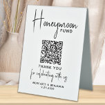 Honeymoon Fund Cash Gift Calligraphy Wedding  Table Tent Sign<br><div class="desc">Honeymoon Fund ! Simple yet elegant calligraphy, this wedding honeymoon fund sign features Honeymoon in elegant calligraphy, your personalized QR code for a cash app or Venmo. Customize this elegant wedding sign with your names and date! COPYRIGHT © 2020 Judy Burrows, Black Dog Art - All Rights Reserved. Honeymoon Fund...</div>