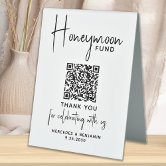 Calligraphy Monogram Charity Donation Card With QR Code in 