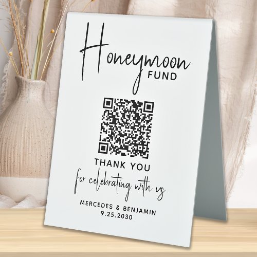 Honeymoon Fund Cash Gift Calligraphy Wedding  Table Tent Sign