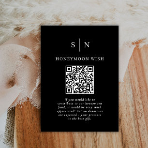 Honeymoon Fund Dark Black QR Code Registry Enclosure Card