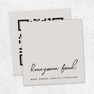 Honeymoon Fund Digital Wedding Registry QR Code Enclosure Card