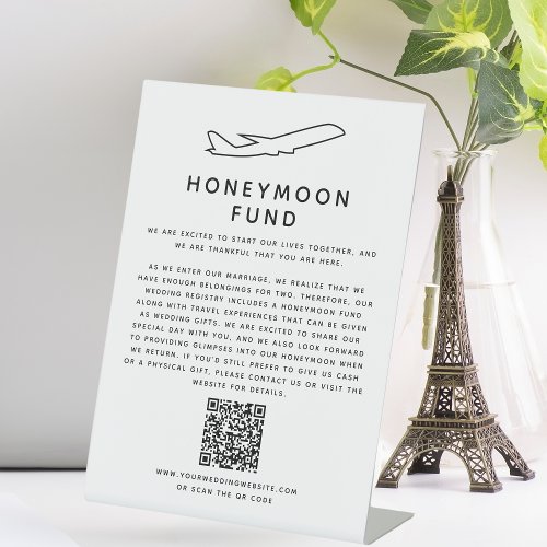 Honeymoon Fund Digital Wedding Registry QR Code Pedestal Sign