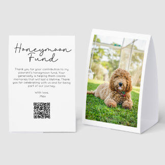 Honeymoon Fund Dog Invitation QR Code Paper Table Tent