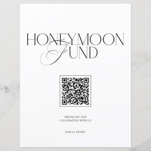 Honeymoon Fund Elegant Black & White Wedding Sign