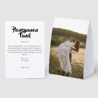 Honeymoon Fund Message and Photo Paper Table Tent