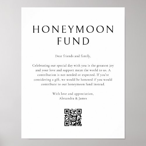 Honeymoon Fund Minimal Black White Wishing Well Poster