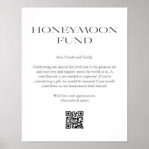 Honeymoon Fund Minimal Black White Wishing Well Poster