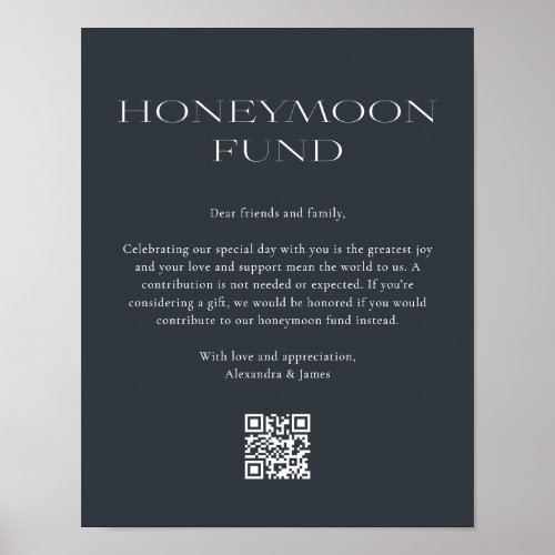 Honeymoon Fund Minimal Dark Gray Wishing Well Poster