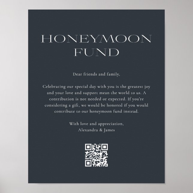 Honeymoon Fund Minimal Dark Gray Wishing Well Poster (Front)