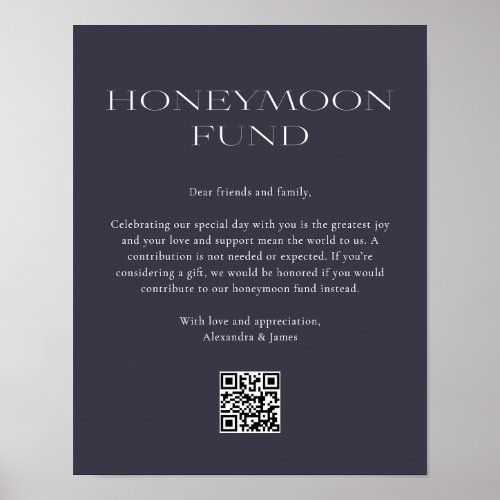 Honeymoon Fund Minimal Dark Purple Wishing Well Poster