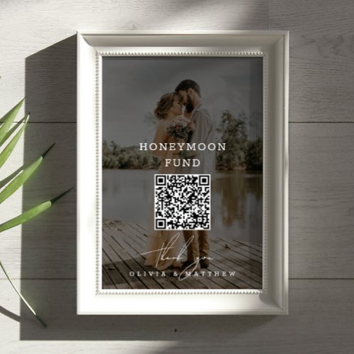 Honeymoon Fund Minimalist QR Code photo wedding Poster