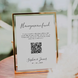 Honeymoon Fund Minimalist Wedding QR Code Sign Invitation
