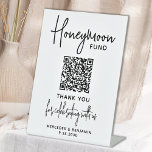 Honeymoon Fund Modern Calligraphy QR Code Wedding Pedestal Sign<br><div class="desc">Honeymoon Fund ! Simple yet elegant calligraphy, this wedding honeymoon fund sign features Honeymoon in elegant calligraphy, your personalized QR code for a cash app or Venmo. Customize this elegant wedding sign with your names and date! COPYRIGHT © 2020 Judy Burrows, Black Dog Art - All Rights Reserved. Honeymoon Fund...</div>