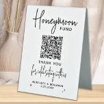 Honeymoon Fund Modern Calligraphy QR Code Wedding  Table Tent Sign<br><div class="desc">Honeymoon Fund ! Simple yet elegant calligraphy, this wedding honeymoon fund sign features Honeymoon in elegant calligraphy, your personalized QR code for a cash app or Venmo. Customize this elegant wedding sign with your names and date! COPYRIGHT © 2020 Judy Burrows, Black Dog Art - All Rights Reserved. Honeymoon Fund...</div>