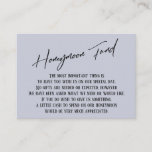 Honeymoon Fund Modern Handwriting Dusty Blue Enclosure Card<br><div class="desc">These simple, distinctive card inserts were designed to match other items in a growing event suite that features a modern casual handwriting font over a plain background you can change to any color you like. On the front side you read "Honeymoon Fund" in the featured type; on the back I've...</div>