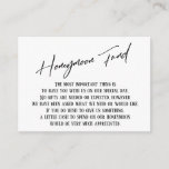 Honeymoon Fund Modern Handwriting Simple Wedding Enclosure Card<br><div class="desc">These simple, distinctive card inserts were designed to match other items in a growing event suite that features a modern casual handwriting font over a plain background you can change to any color you like. On the front side you read "Honeymoon Fund" in the featured type; on the back I've...</div>