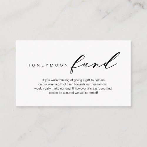 Honeymoon Fund Modern romantic design Enclosure Card