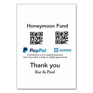 Honeymoon Fund PayPal Venmo QR code thank you