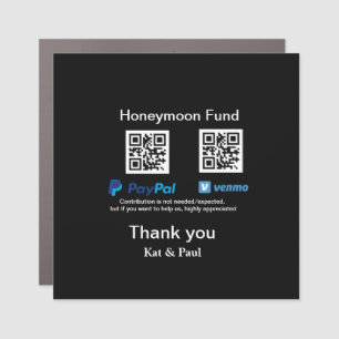 Honeymoon Fund PayPal Venmo QR code thank you Car Magnet