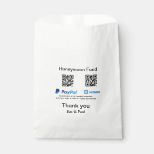 Honeymoon Fund PayPal Venmo QR code thank you Favor Bag