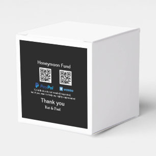 Honeymoon Fund PayPal Venmo QR code thank you Favor Boxes