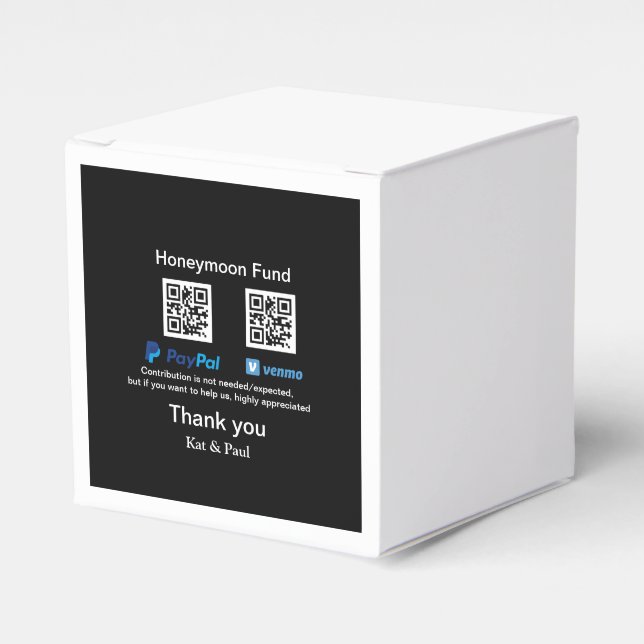 Honeymoon Fund PayPal Venmo QR code thank you Favor Boxes (Front Side)