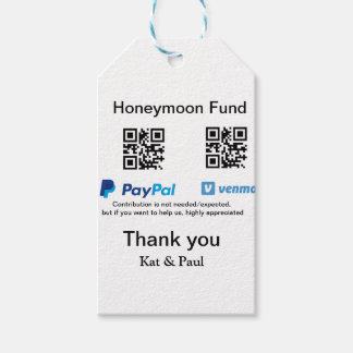 Honeymoon Fund PayPal Venmo QR code thank you Gift Tags