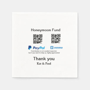 Honeymoon Fund PayPal Venmo QR code thank you Napkins