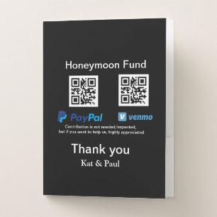 Honeymoon Fund PayPal Venmo QR code thank you Pocket Folder