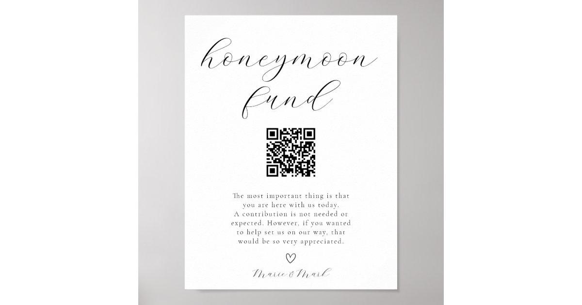 Honeymoon Fund Poster | Zazzle