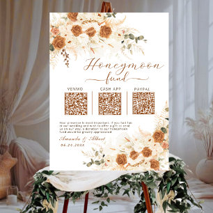 Honeymoon Fund QR Cash App, Venmo, PayPal Donation Foam Board