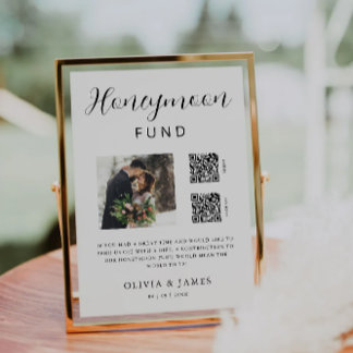 Honeymoon Fund QR Code And Photo Wedding  Invitation