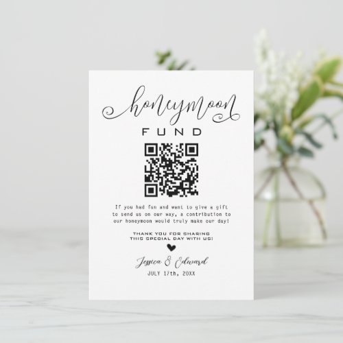 Honeymoon Fund Qr Code Black Chic Modern Minimal