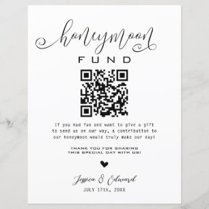 Honeymoon Fund Qr Code Black Chic Modern Minimal